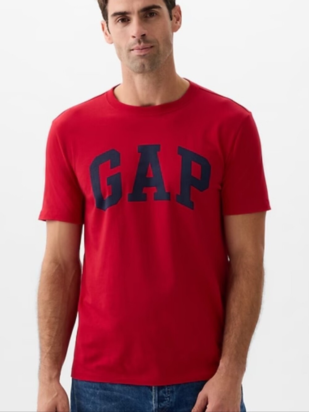 GAP red & navy Everyday Soft Crewneck Tee Size Medium Red Apple 100% Cotton
